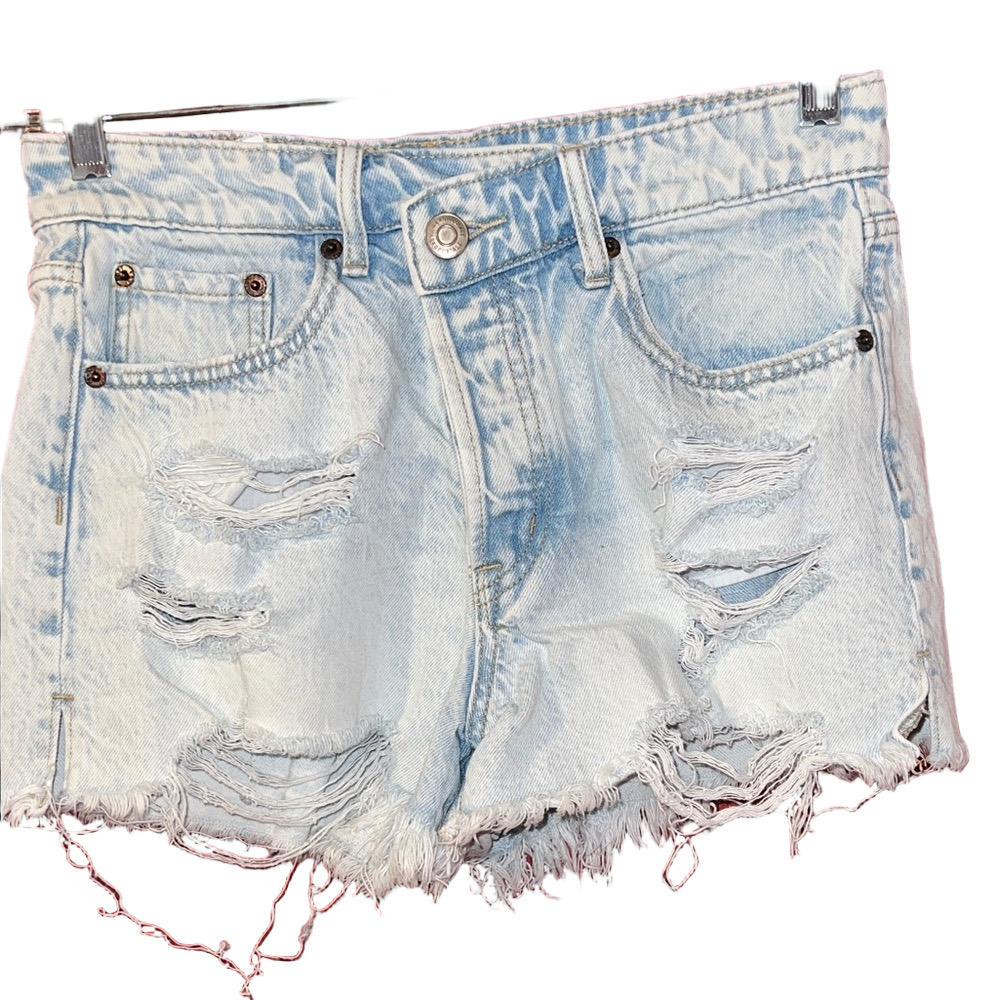 Aeropostale Mom Shorts Distressed Light Blue Denim Shorts 2